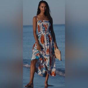 Farm Rio Anthropologie Smocked Waist Maxi NWOT Size Med
